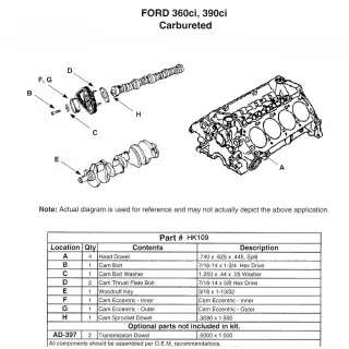 Enginetech HK109 Ford FE hardware kit